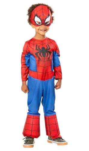 Rubies Disfraz Spidey para niños y niñas, Jumpsuit impreso digitalmente y máscara, Licencia Oficial Marvel, Spider-man para Navidad, Carnaval, cosplay, regalos, cumpleaños