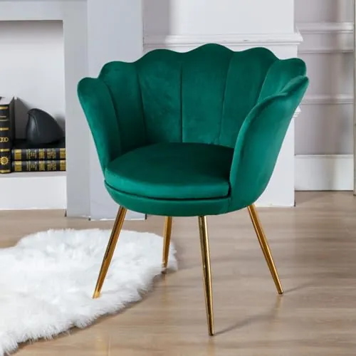 chairus Sillón de Tocador de Terciopelo con Respaldo Floral, Verde