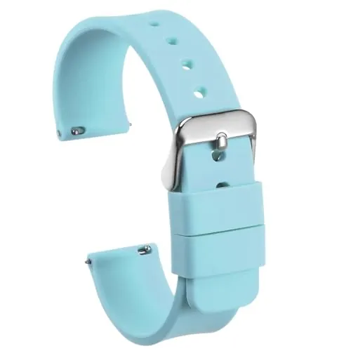 sourcing map Correa de Reloj de Silicona, 14mm de Ancho, Banda de Reloj de Caucho Blando de Repuesto con Hebilla de Acero Inoxidable Liberación Rápida, para Hombre Mujer, Azul