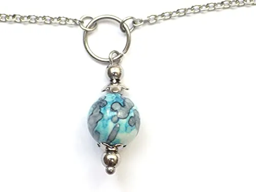 ThurColas Tobillera mujer de acero inoxidable con colgante de perla – estilo boho chic – hecha a mano en Francia (Azul y blanco)