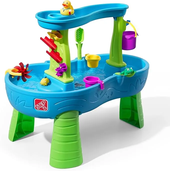 Step2 Rain Showers Mesa de Agua, Azul y Verde | Mesa de Agua y Arena con 13 Accesorios | Juegos de Agua, Juegos de Agua para Ninos, Juegos Agua Jardin | Juegos Jardin Ninos.