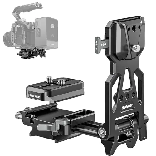 NEEWER Placa de batería Plegable de Montaje en V con Placa Base de cámara Tipo Arca para cardán RS4 RS3 y trípode, Equipo de Video Ligero para cámara DSLR Compatible con batería y Jaula SmallRig V