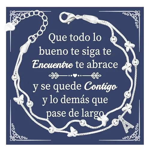 SAMINO Regalos para Mujer,Pulseras de Mariposa para Mujeres Niñas 925 Pulsera Plata Letras A-Z Regalo Originales para Madre Amiga Hermana Hija Abuela Niña Sobrina Tía en Cumpleaños Navidad Día (A)