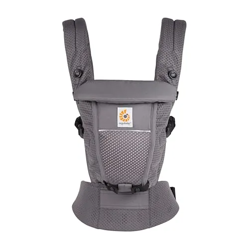 Ergobaby Mochila portabebé Adapt para recién nacidos desde el nacimiento, portabebé ergonómico de malla SoftFlex™ de 3 posiciones para transportar en el abdomen y en la espalda, Graphite Grey
