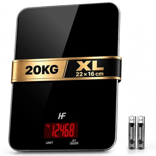 HF 20kg Báscula de Cocina Digital Precisión 1g, Gran Plataforma 22x16cm