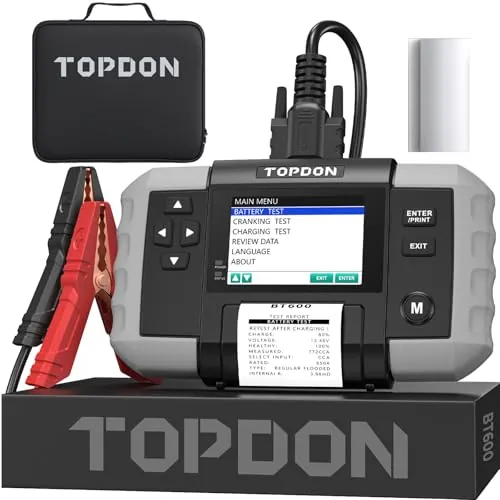 TOPDON BT600 Comprobador de Baterías de Coche con Impresora 12V 24V