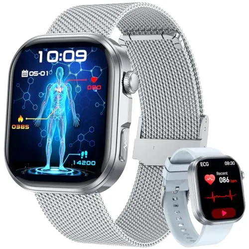 Reloj Inteligente Deportivo ECG para Mujer: 1.88'' Pantalla Smartwatch Llamadas Bluetooth 5.3, Monitoreo Cardíaco 24h SpO₂ Sueño Presión Arterial IMC Funciones Femeninas Compatible con Android e iOS