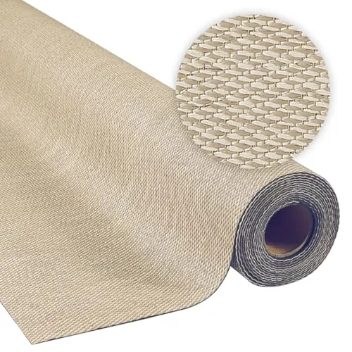 STORESDECO Alfombra vinílica de Tejido Trenzado Premium de Alta Gama. Lavable Antideslizante y extraplana. Materiales Resistentes de máxima Calidad Color Beige 200 x 350 cm