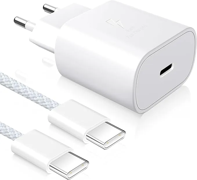YISH Cargador USB C Carga Rrapida 25W： Enchufe USB C PD/QC 3.0 3A Cargador Tipo C Movil Carga Rapida con 60W Cable Tipo C a C