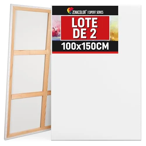 Zenacolor - Set de 2 Lienzos para Pintar Grande 100x150cm - 100% Algodón