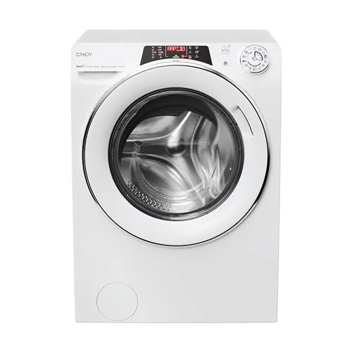 Candy RapidÓ ROW4966DWMCT1-S, Lavadora Secadora, 9KG + 6KG, 1400RPM, Smart Ring, Motor Inverter, 16 Ciclos, 9 Rápidos, Función Vapor, Wifi, Quick&Clean, Inicio Diferido 24H, Detector KG, Blanco
