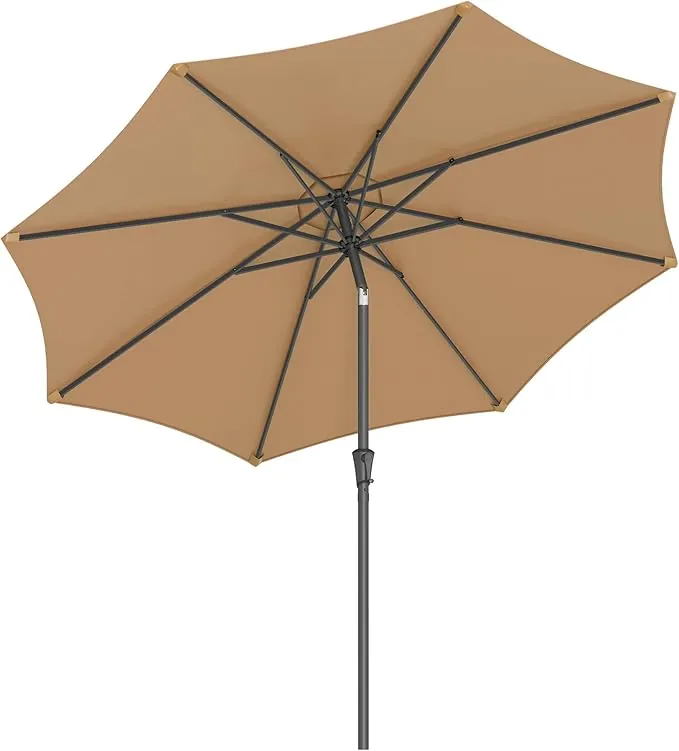 SONGMICS Sombrilla de Jardín 300 cm, UPF 50+, Parasol, 30°de Inclinación en dos Direcciones, con Manivela, para Patio, Terraza, Balcón, Piscina, sin Base, Topo GPU30BRV1