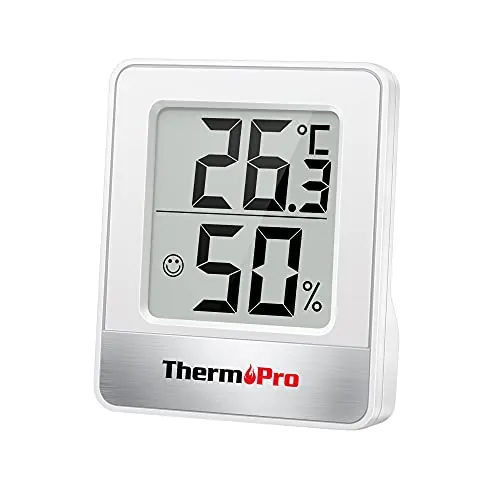 ThermoPro TP49 Pequeño higrómetro digital, termómetro de interior para controlar la temperatura y medir la humedad, para la comodidad en la oficina y en casa, termómetro para reptil