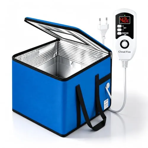 Cloud Fire Caja de Fermentación Plegable, Ajuste de Temperatura, Con Tapa, Multifunción Extraíble Para El Hogar, Pan, Pizza, Yogur, Vino de Arroz (Azul)