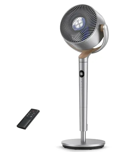 Dreo Ventilador de Pie Silencioso con Control Remoto - Alcance de 24 m, 23dB, Volumen de Aire de 1200 m³/h, 3 Modos, 8 Velocidades, Temporizador y oscilación omnidireccional de 120° + 120°
