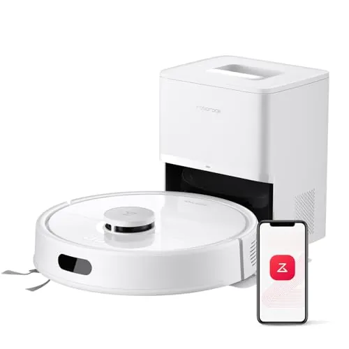 roborock Q7L5+ Robot Aspirador y Fregador de 8000 Pa, 7 Weeks Autovaciado, Sistema Doble Antienredos, Navegación PreciSense LiDAR, Suelos Duros, Alfombras y Pelo de Mascotas, Blanco