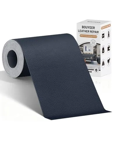 BOUYEER Cuero Adhesivo Para Tapizar, 60x180 CM Polipiel Adhesiva Para Tapizar, Set de Reparación Ecológico e Inodoro para Muebles/Sofá/Asientos de Auto/Bolsos/Restauración, Azul oscuro