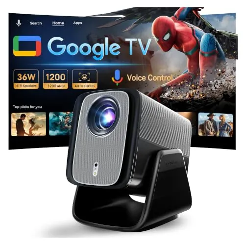 Google TV Proyector Portátil, 1200 ANSI, Decodificación 4K, Dolby Audio 36W
