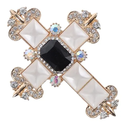 Baluue Broche de Solapa Cruz con Pedrería Unisex Joyería Religiosa de Aleación Duradera para Vestir Fiestas Bodas y Eventos Religiosos