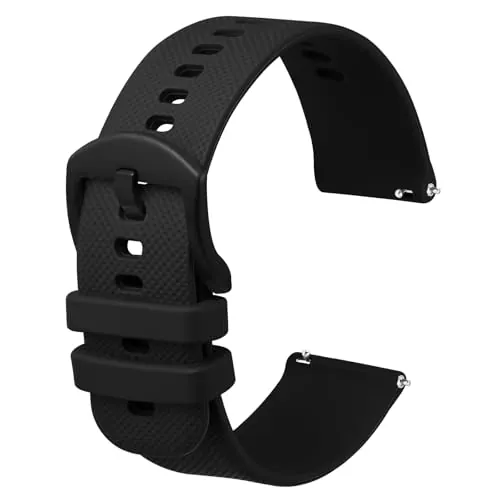 Anbeer 24mm Correas de Reloj de Silicona para Hombres y Mujeres, Correas de Reloj de Reemplazo de Liberación Rápida,Negro