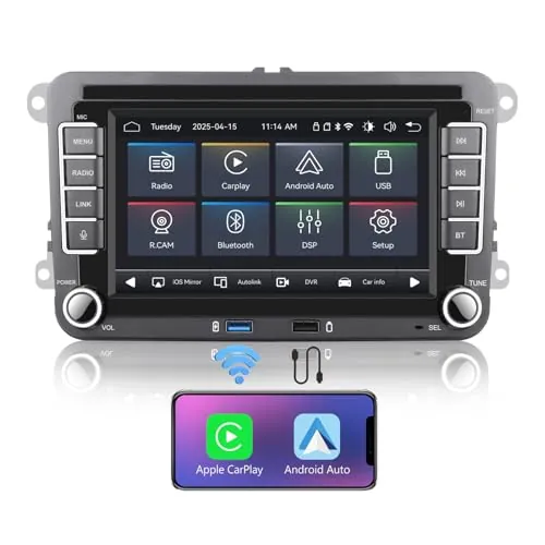 Radio Coche Linux 5s Inicio | Bluetooth/CarPlay/Android Auto Inalámbrico/FM/Am/RDS/USB | DSP 100W | Compatible con VW Golf 5/6 Passat Caddy EOS T5 Tiguan Touran CC Polo