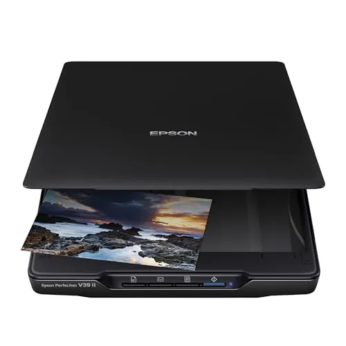 Epson Perfection V39II - Escáner fotográfico y de Documentos (resolución óptica de escáner de 4800 PPP, A4, USB), Color Negro