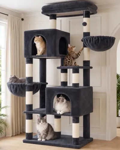 Heybly Árbol para Gatos de 173cm, para Interior, Gris Humo HCT059G