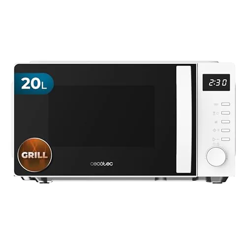 Cecotec Microondas con Grill Proclean 5105 White. 700W, 20L, Tecnología 3DWave, Grill, 5 Niveles Potencia, Temporizador 30 Min, Descongelación, Pantalla con Reloj, Gratinados Perfectos