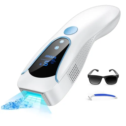 Depiladora Laser IPL con Función de Refrigeración 999,900 Flashes, Azul