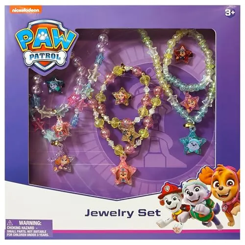 LUV HER Paw Patrol - Juego de joyas para niña, juego de 9 piezas con collar de cuentas, pulsera y anillo, accesorios de juego, a partir de 3 años