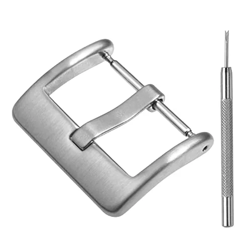 BISONSTRAP Correas de Reloj Hebilla de Repuesto, Cierre de Acero Inoxidable para Correas de Reloj Inteligente-20mm, Plata Cepillada