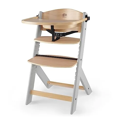 kk Kinderkraft Trona Bebé de Madera ENOCK, Evolutiva Silla Alta, Ergonómica, Regulable, Gris