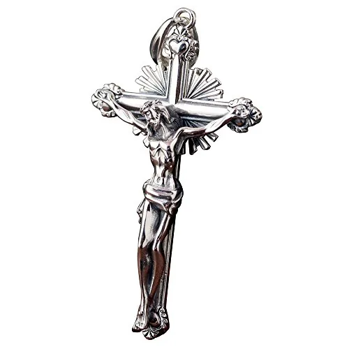 ForFox Colgante crucifijo jesucristo cruz de jesus cristo de plata de ley 925 vintage para hombre mujer