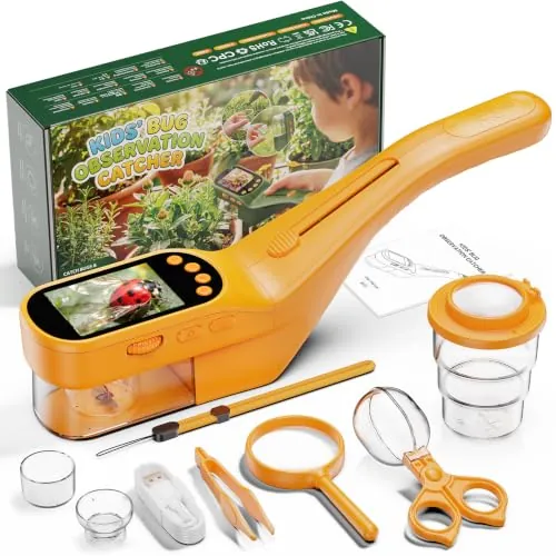 ASPOVEN Atrapa Insectos con 500X Pantalla - Kit Explorador Niños(Amarillo)