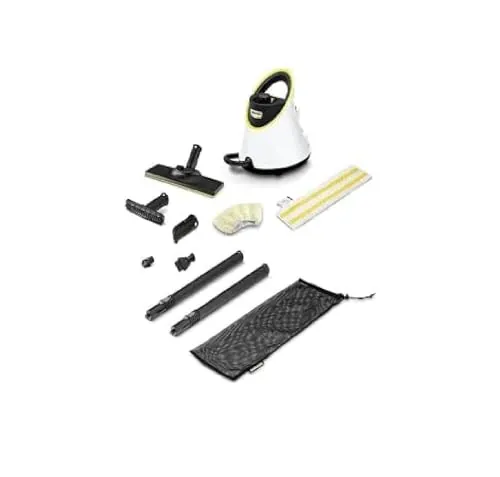 Kärcher Limpiadora de vapor SC 2 Deluxe, rendimiento: aprox. 75m², depósito: 1 l, presión: máx. 3,2 bar, tiempo de calentamiento: 6,5 min., 1500W, incluye kit de limpieza Easyfix y 3 boquillas