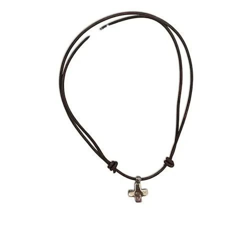 Collar Cruz Comunión de Cuero para Chico y Chica, Acero Inoxidable, Regalo para Primera Comunión, Cumpleaños y cualquier ocasión