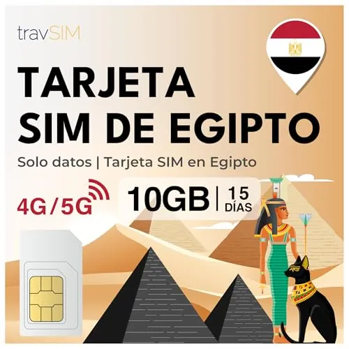 Tarjeta SIM Egipto | 10GB Datos Móviles | Hotspot Disponible | Plan en la SIM Egipto es válido por 15 días