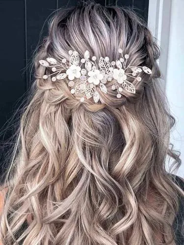 Flor Boda Cabello Vid Plata Tocado De Novia Cristal Accesorios Para El Cabello Para Mujeres y Niñas