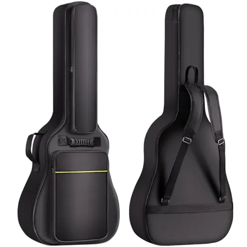 CAHAYA Funda para Guitarra (8 mm, Acolchada, Impermeable, con Funda para trípode de partitura, no incluida, 40 41 Pulgadas, Funda para Guitarra acústica CY0177, Negro, Bolsa para Guitarra