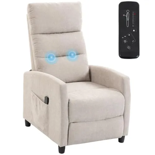 HOMCOM Sillón de Masaje Reclinable 160° Reposapiés 66x91x108 cm Crema