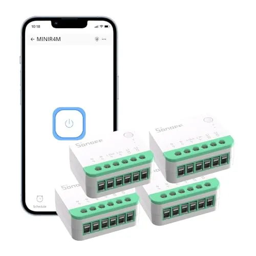 SONOFF Matter Interruptor WiFi Inteligente, DIY Rele WiFi, Funciona con Apple Home, Alexa, Google Home, 4 PACK, Requiere Neutral