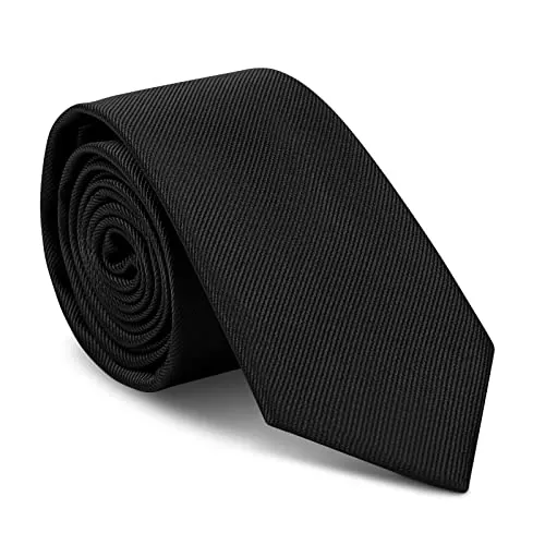 URAQT Corbatas de Hombre, 6cm Corbata de Color Solido Clásico, Negro | Mens Tie Classica, 1200 Agujas Tejido Fino a Mano, Accesorios Ropa Hombre para Business Fiesta Oficina Boda, Regalo Ideal