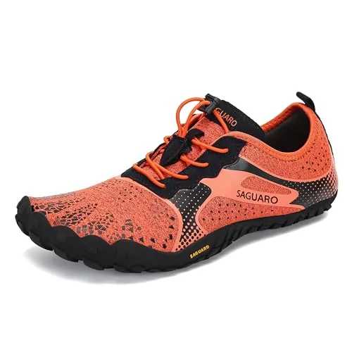 SAGUARO Barefoot Hombre Mujer Zapatillas de Trail Running Ligeras Cómodas Minimalistas Zapatos Descalzos, Hm Naranja 42