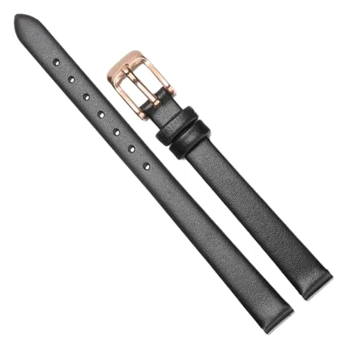 Chlikeyi Correa de reloj de cuero genuino para mujer, accesorios de cadena de reloj de piel de vaca ultrafina, suave y delgada, 6mm-22mm, Color 1, 9mm