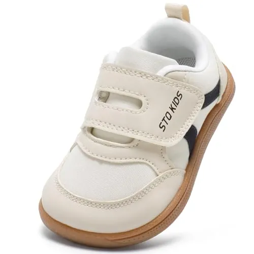 STQ KIDS Zapatillas Niño Barefoot Calzado Respetuoso Bebe Primeros Pasos Descalzo con Caída Cero al Aire Libre Zapaatos Deportivos Niña Beige 28 EU