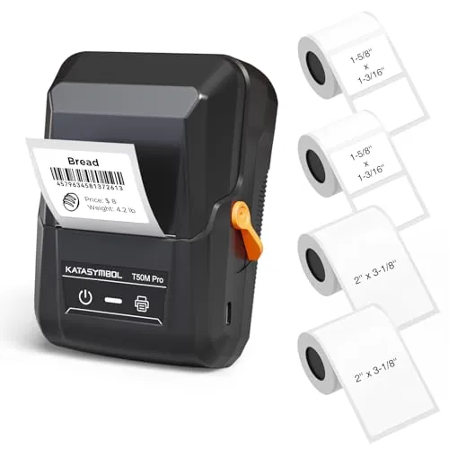 SUPVAN T50M Pro Etiquetadora Bluetooth con 4 Rollos Etiquetas Blancas | Compatible 80+ Etiquetas Grandes Impermeables, App Compatible con iOS y Android, para Hogar, Escuela, Oficina, Supermercados