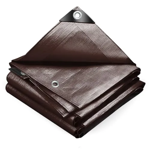 VOUNOT® Lona Impermeable Exterior 2x3m, Toldo Reforzado PE 240 g/m² Protección contra UV, con Ojales de Acero Inoxidable para Leña, Muebles, Jardín, Piscinia, Vehículos, Marrón