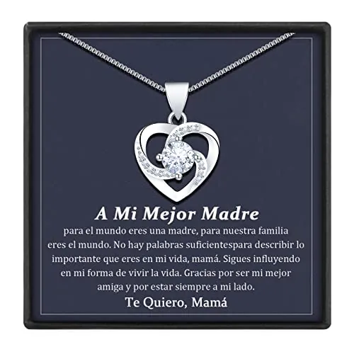 BOCHOI Collar DiA De La Madre Regalo Original Para Mamá Regalos Especiales Para Una Madre Colgante De Plata De Ley 925 En Forma De Corazón Cadena De