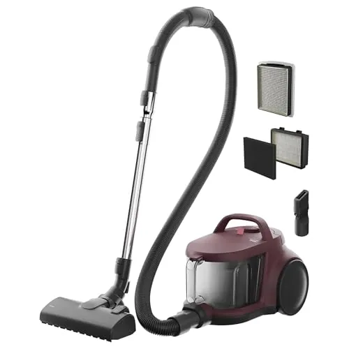 AEG Aspiradora de Trineo Sin Bolsa AL51C1DRF, 1000W, Filtro Hygiene Lavable, 78dB, Depósito de 2L, Radio de Acción de 9m, Adecuado para Suelos Duros y Alfombras, Rojo
