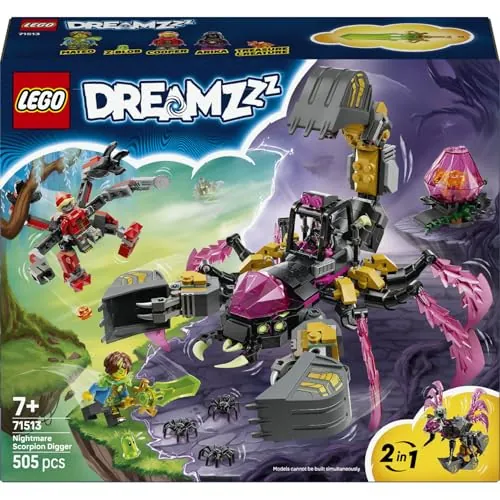 LEGO DREAMZzz 2 en 1 Excavadora Escorpión de Pesadilla 71513 | Juguetes para niños de 7+ años, transformable en figura de avispa, 3 minifiguras, regalo de cumpleaños, 505 piezas
